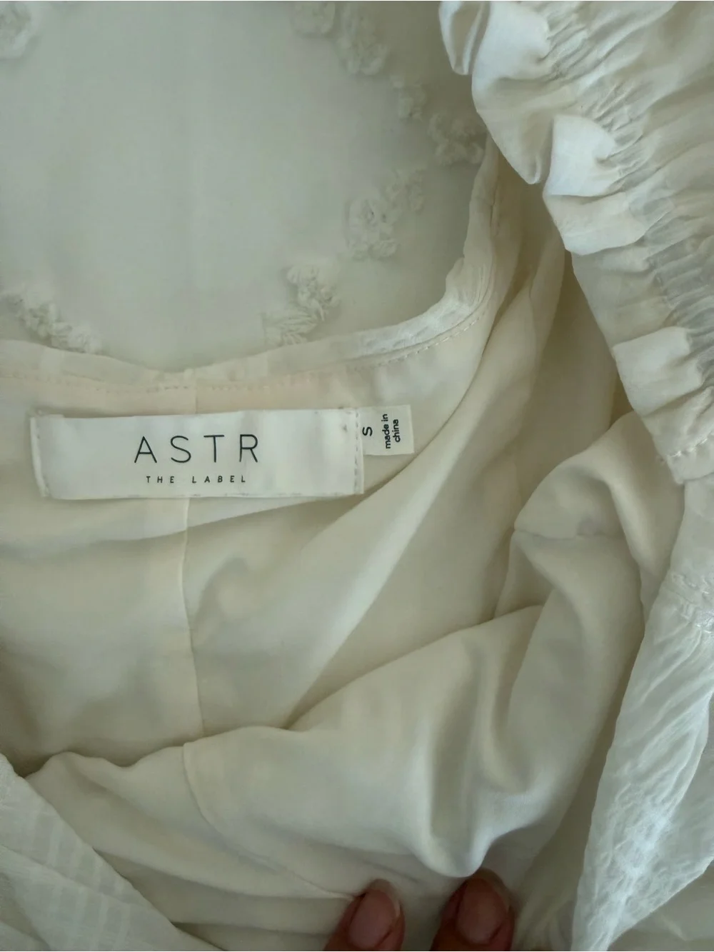 Astr Soft Ruched Puff-Sleeve Cream Top